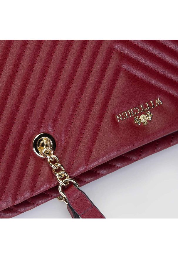 Wittchen - Torebka shopperka skórzana ukośnie pikowana. Kolor: czerwony. Wzór: haft. Dodatki: z haftem. Materiał: skórzane. Styl: elegancki, casual. Rodzaj torebki: do ręki