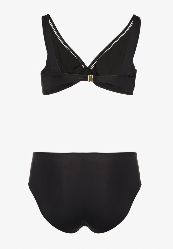 Born2be - Czarne Bikini Biustonosz i Majtki Typu Figi z Ażurowym Wzorem Lunella. Kolor: czarny. Wzór: ażurowy