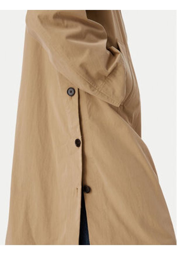 TOMMY HILFIGER - Tommy Hilfiger Trencz WW0WW49842 Beżowy ciemny Regular Fit. Kolor: beżowy. Materiał: bawełna