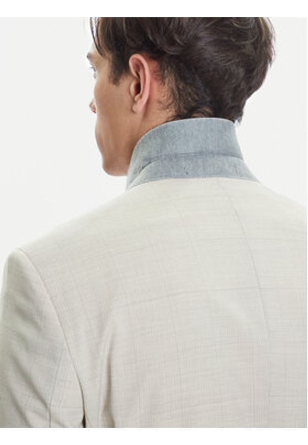 BOSS Garnitur H-Huge 50546099 Beżowy Slim Fit. Kolor: beżowy. Materiał: wełna
