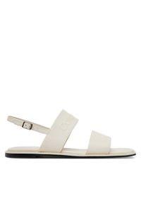 Calvin Klein Sandały Flat Sandal - He HW0HW02377 Écru. Materiał: skóra