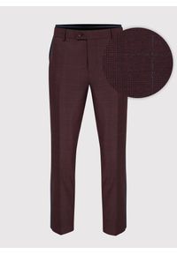 Pako Lorente - PAKO LORENTE – Bordowe spodnie garniturowe w subtelną kratę. Kolor: czerwony. Materiał: poliester, elastan, wiskoza #6
