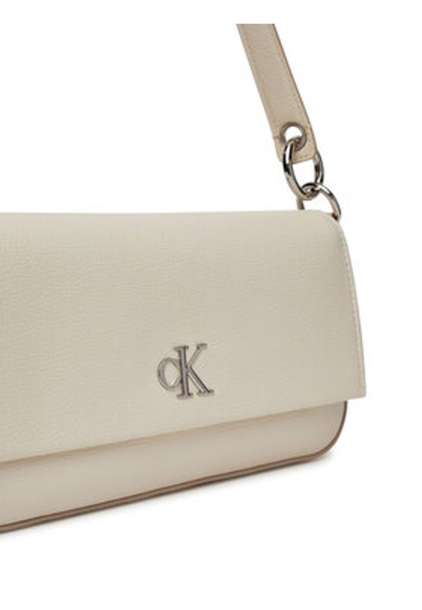 Calvin Klein Jeans Torebka Minimal Monogram Shoulder Pouch LV04K3161G Biały. Kolor: biały. Materiał: skórzane