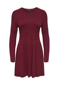 only - ONLY Sukienka dzianinowa Alma 15185761 Bordowy Regular Fit. Kolor: czerwony. Materiał: wiskoza