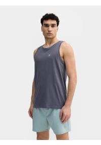 4f - Tank top regular z bawełny organicznej męski. Kolor: szary. Materiał: bawełna. Wzór: nadruk