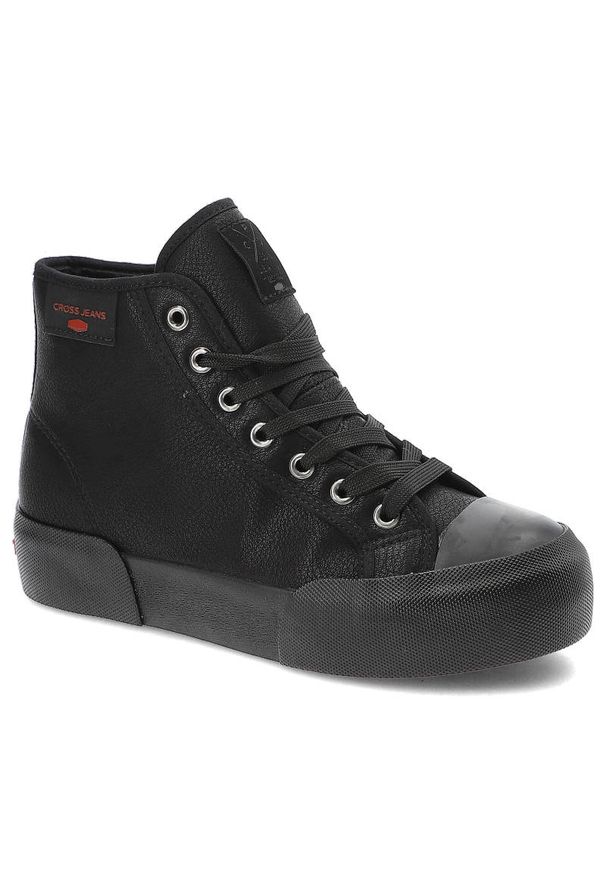 Czarne Sneakersy Cross Jeans Ocieplane Buty Damskie. Kolor: czarny. Materiał: syntetyk, futro, skóra ekologiczna. Szerokość cholewki: normalna. Sezon: zima