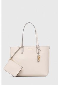 MICHAEL Michael Kors torebka skórzana dwustronna kolor beżowy. Kolor: beżowy. Materiał: skórzane. Rodzaj torebki: na ramię