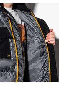 Ombre Clothing - Kurtka męska zimowa C457 - grafitowa - XL. Kolor: szary. Materiał: poliester. Wzór: aplikacja. Sezon: zima #7