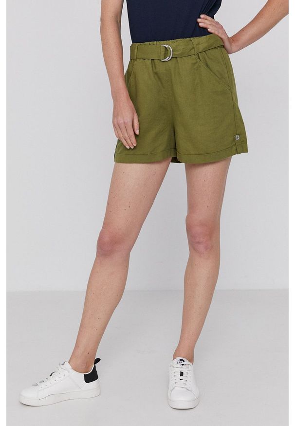 United Colors of Benetton - Szorty. Okazja: na co dzień. Kolor: zielony. Materiał: tkanina. Wzór: gładki. Styl: casual