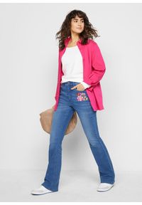 bonprix - Dżinsy bootcut z wysokim stanem i wygodną talią. Stan: podwyższony. Kolor: niebieski. Wzór: haft #2