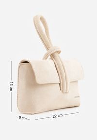 Born2be - Beżowa Prostokątna Torebka do Ręki z Imitacji Zamszu z Oryginalnym Uchwytem Mephone. Kolor: beżowy. Wzór: gładki. Materiał: zamszowe. Styl: elegancki. Rodzaj torebki: do ręki #3