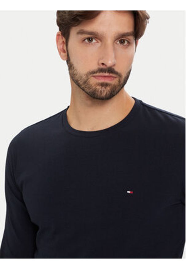 TOMMY HILFIGER - Tommy Hilfiger Longsleeve Stretch Tee MW0MW10804 Granatowy Slim Fit. Kolor: niebieski. Materiał: bawełna. Długość rękawa: długi rękaw