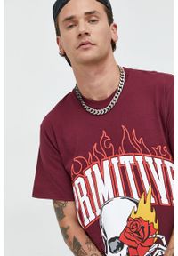 Primitive t-shirt bawełniany kolor bordowy z nadrukiem. Kolor: czerwony. Materiał: bawełna. Wzór: nadruk #1
