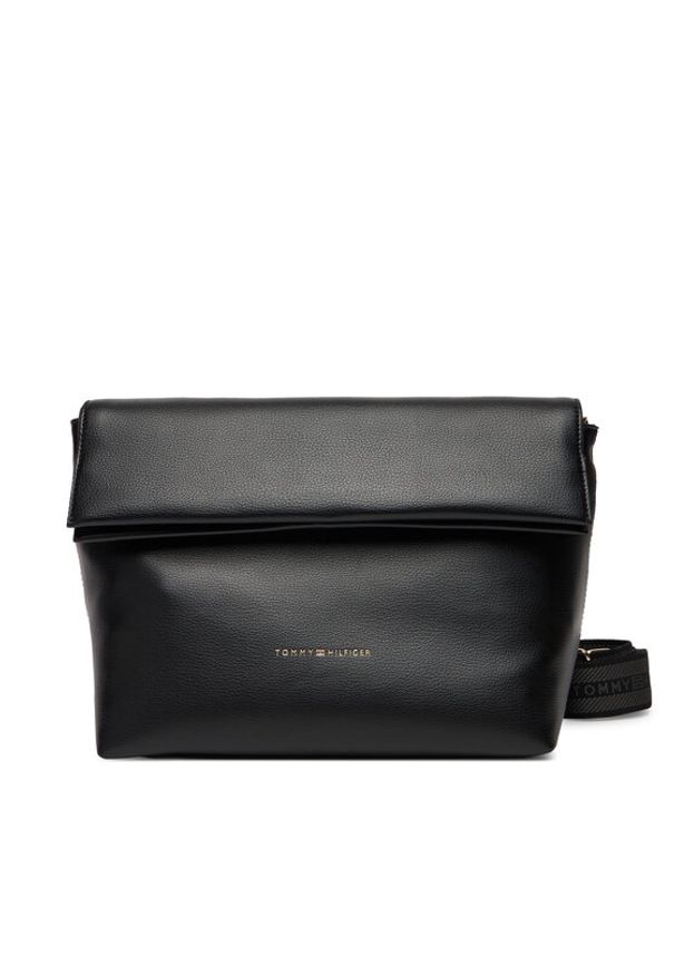 TOMMY HILFIGER - Tommy Hilfiger Torebka Th Logotape AW0AW17692 Czarny. Kolor: czarny. Materiał: skórzane