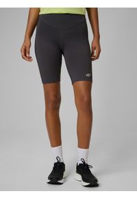 4f - 4F Legginsy kolarki do biegania szybkoschnące damskie - szare L. Stan: podwyższony. Kolor: szary. Sport: fitness, bieganie #2
