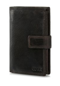 Ochnik - Brązowy lakierowany skórzany portfel męski. Kolor: brązowy. Materiał: skóra #3