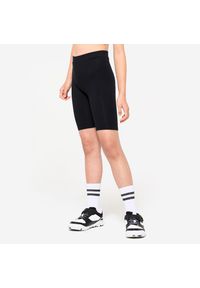 DOMYOS - Legginsy sportowe dla dzieci Domyos krótkie. Kolor: czarny. Materiał: bawełna, elastan, materiał. Długość: krótkie. Styl: sportowy #1