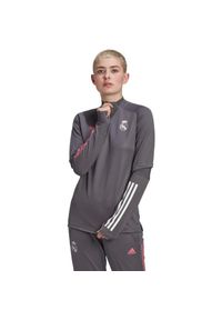 Bluza treningowa damska Adidas Real Madrid. Typ kołnierza: kołnierzyk stójkowy. Kolor: szary. Materiał: poliester. Sport: fitness #1