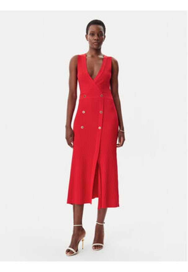 LOLA CASADEMUNT Sukienka dzianinowa LS2516003 Czerwony Regular Fit. Kolor: czerwony. Materiał: syntetyk