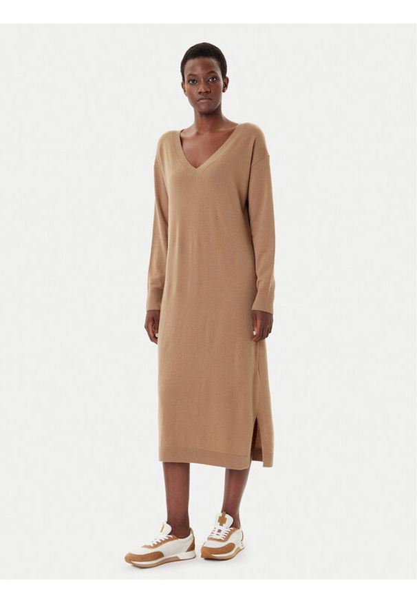 Weekend Max Mara Sukienka dzianinowa Zenith 2525326012 Beżowy Regular Fit. Kolor: beżowy. Materiał: wełna