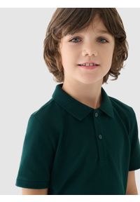 4f - 4F Koszulka polo chłopięca - zielona 158 (12-13 lat). Okazja: na co dzień. Typ kołnierza: polo. Kolor: zielony. Długość: krótkie. Wzór: ze splotem, gładki. Materiał: dzianina, bawełna. Długość rękawa: krótki rękaw. Sezon: lato. Styl: casual, sportowy, klasyczny #2