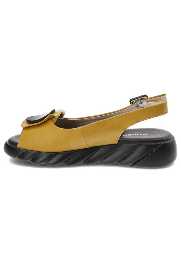 Żółte Sandały Artiker Modne Obuwie Damskie. Kolor: żółty. Materiał: skóra. Sezon: lato. Styl: klasyczny, elegancki