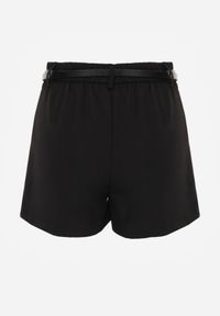 Born2be - Czarne Eleganckie Szorty z Wysokim Stanem i Wąskim Paskiem z Klamrą Rissarah. Okazja: na co dzień. Stan: podwyższony. Kolor: czarny. Wzór: gładki. Styl: elegancki #3