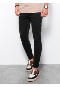 Ombre Clothing - Spodnie męskie chinosy SLIM FIT - czarne V28 P1059 - XL. Okazja: na co dzień. Kolor: czarny. Materiał: bawełna, tkanina, elastan. Styl: casual #3