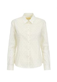 Ochnik - Kremowa koszula damska z drobną wilgą. Okazja: do pracy, na spotkanie biznesowe. Kolor: biały. Materiał: bawełna. Styl: biznesowy #2