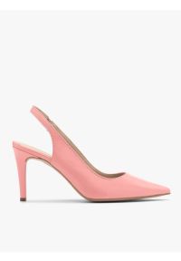 Ryłko - Różowe czółenka damskie z paskiem na pięcie. Zapięcie: pasek. Kolor: różowy. Materiał: skóra. Szerokość cholewki: normalna. Obcas: na obcasie. Styl: street. Wysokość obcasa: średni #1