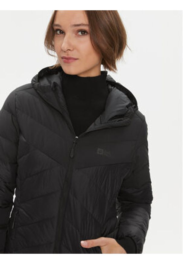 Jack Wolfskin Kurtka puchowa Tundra Down Hoody 1206642 Czarny Slim Fit. Kolor: czarny. Materiał: puch, syntetyk