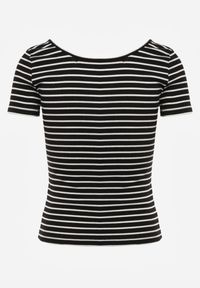 Renee - Czarno-Biały Bawełniany T-shirt Koszulka w Paski z Krótkim Rękawem Fralea. Okazja: na co dzień. Kolor: czarny. Materiał: bawełna. Długość rękawa: krótki rękaw. Długość: krótkie. Wzór: paski. Styl: casual, elegancki #6