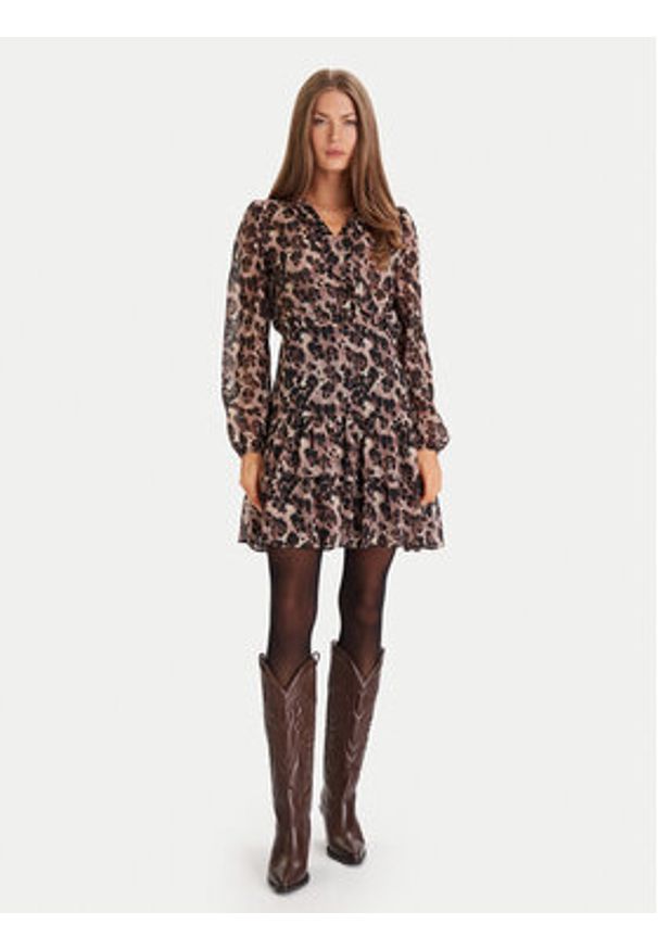 Morgan Sukienka codzienna 252-RLEOL.F Brązowy Regular Fit. Okazja: na co dzień. Kolor: brązowy. Materiał: syntetyk. Typ sukienki: proste. Styl: casual