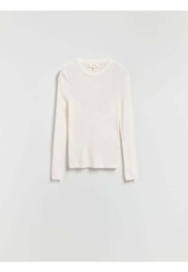 Reserved - Bluzka z wełny merino - złamana biel. Materiał: wełna