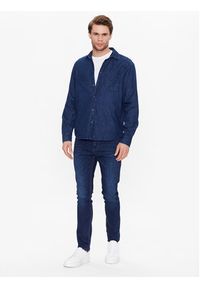 Sisley Koszula jeansowa 5FV6SQ017 Granatowy Regular Fit. Kolor: niebieski. Materiał: jeans, bawełna #4