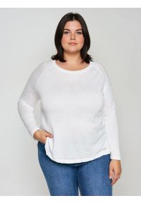 Big-Star - Sweter damski z wiskozy biały Airin 100. Okazja: na co dzień. Kolor: biały. Materiał: wiskoza. Wzór: aplikacja. Styl: casual