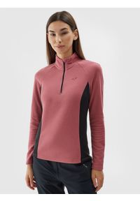 4f - Bielizna termoaktywna polarowa (góra) damska - różowa. Kolor: różowy. Materiał: polar. Długość rękawa: raglanowy rękaw. Długość: krótkie. Sport: turystyka piesza, snowboard, narciarstwo #1