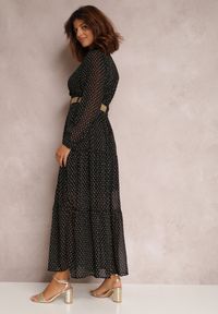 Renee - Czarna Sukienka Z Paskiem Erenope. Kolor: czarny. Materiał: materiał. Długość rękawa: długi rękaw. Wzór: gładki. Typ sukienki: kopertowe. Długość: maxi #2