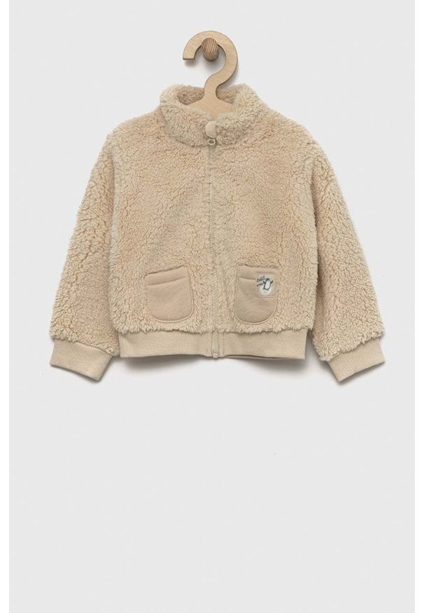 United Colors of Benetton bluza dziecięca kolor beżowy. Okazja: na co dzień. Typ kołnierza: kaptur. Kolor: beżowy. Styl: casual