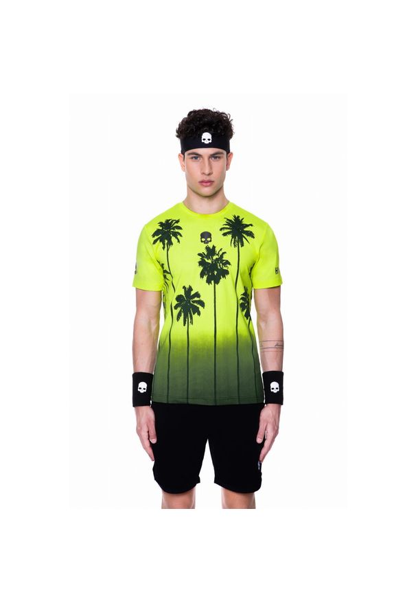 HYDROGEN - Koszulka tenisowa męska z krótkim rękawem Hydrogen Palm tech tee. Kolor: wielokolorowy, czarny, żółty. Długość rękawa: krótki rękaw. Długość: krótkie. Sport: tenis