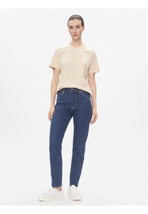 Calvin Klein T-Shirt Smooth Cotton Crew Neck Tee Ss K20K205410 Beżowy Regular Fit. Kolor: beżowy. Materiał: bawełna