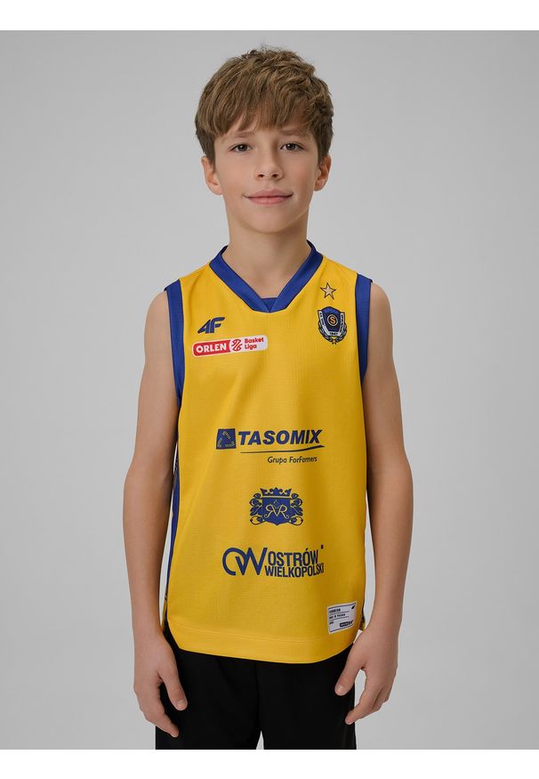 4f - 4F Koszulka meczowa replika domowa z sezonu 2025/26 dziecięca 4F x Stal Ostrów - żółta 134/140 (8-10 lat). Kolor: żółty. Materiał: materiał. Wzór: nadruk. Sezon: lato