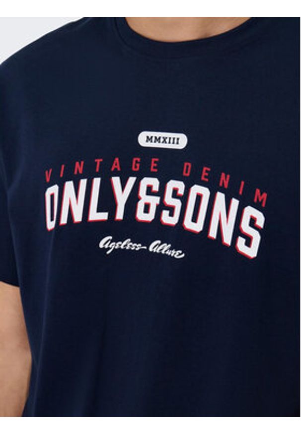 Only & Sons T-Shirt Lenny 22028593 Granatowy Regular Fit. Kolor: niebieski. Materiał: bawełna
