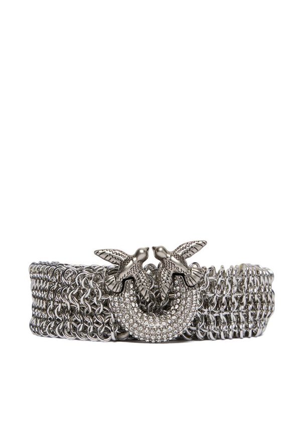 Pinko - PINKO Pasek Damski Strass Buckle Belt H2 105878 A2X8 Srebrny. Kolor: srebrny