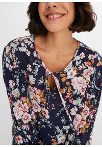 bonprix - Bluzka z czystej wiskozy. Kolor: niebieski. Materiał: wiskoza. Wzór: nadruk #2