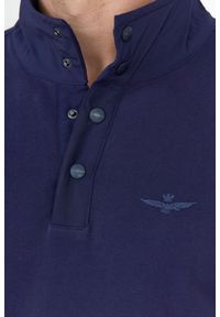 Aeronautica Militare - AERONAUTICA MILITARE Granatowa bluza męska na zatrzaski, Rozmiar XXL. Kolor: niebieski