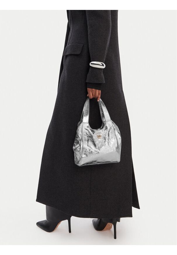 Pinko - PINKO Torebka Tote Mini Bag AI 25-26 PLTT 104645 A2OT Srebrny. Kolor: srebrny. Materiał: skórzane