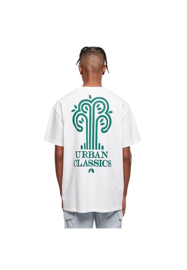 Urban Classics - Męska Koszulka Z Logo Drzewa Z Bawełny Organicznej. Kolor: biały. Materiał: bawełna