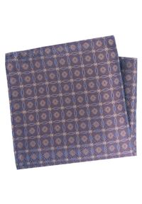 Poszetka Męska, Elegancka - Alties - Geometryczny Wzór, Odcienie Brązu. Kolor: brązowy, beżowy, wielokolorowy. Materiał: poliester. Wzór: geometria