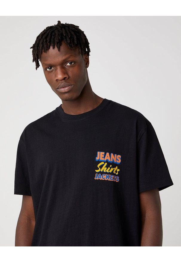 Wrangler - MĘSKI T-SHIRT WRANGLER SS TEXT TEE BLACK W7AZGF100 112131371